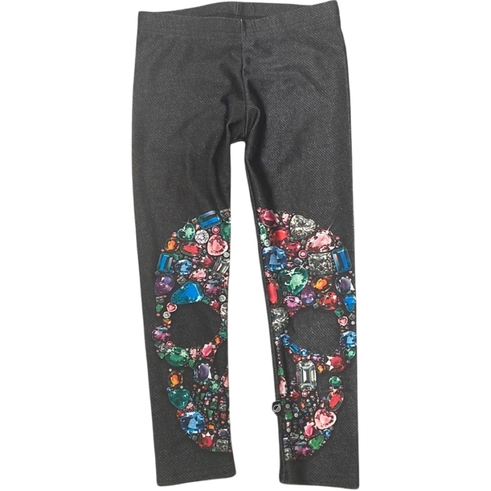 EUC Zara Terez Toddler Girl XL Skull & Gem Leggings